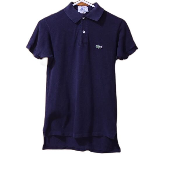Izod Lacoste Vintage Black Faded Short Sleeve Polo Shirt Preppy 90s Small - Picture 1 of 11